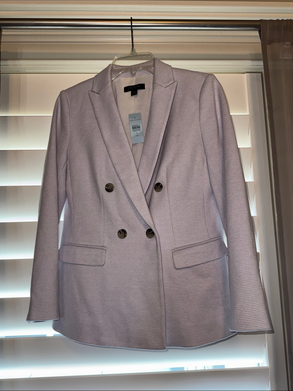 Ann Taylor Lavender Double-Breasted Suit Jacket -Size 6p